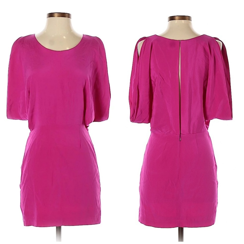 Jennifer Hope Dark Hot Pink Silk Sheath Dress Size 2 ~ Lightweight ~ Versatile